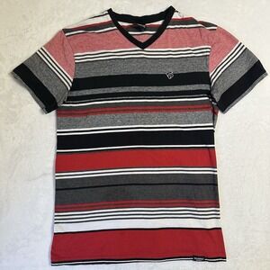Vintage Southpole Shirt Mens XL Red Black Striped V-Neck Y2K Streetwear Skater